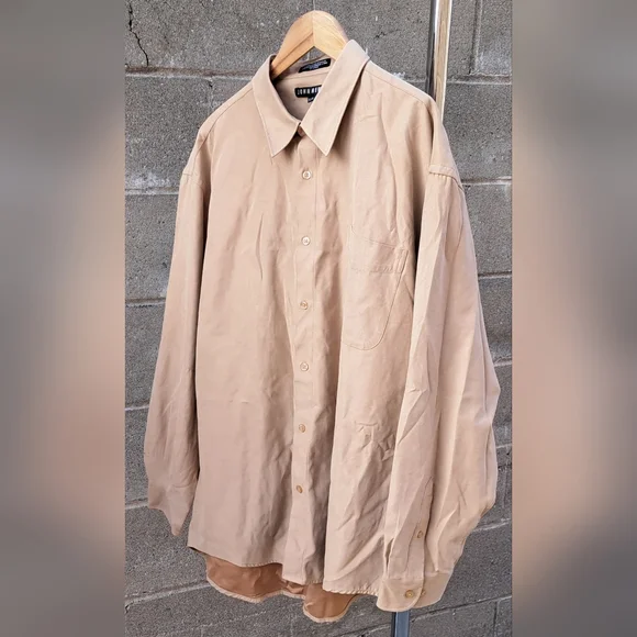 John Henry Men's Button Down Shirt Jacket Faux Suede vintage 90s Relaxed Fit XL - Picture 2 of 7